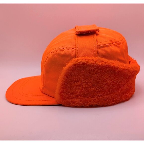 Vintage Blaze Orange Hunting Cap Hat USA Thinsulate Insulated Ear Flaps Medium - Picture 3 of 7